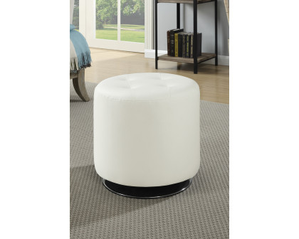 Coaster™ Round Upholstered Ottoman - White