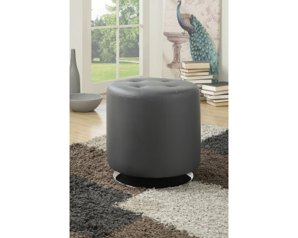 Coaster™ Round Upholstered Ottoman - Gray