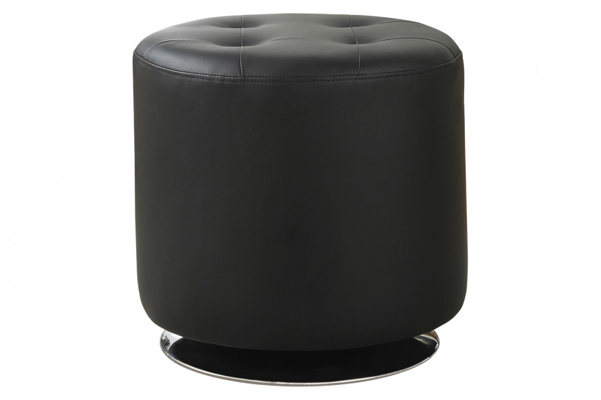 Coaster™ Round Upholstered Ottoman - Black