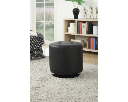 Coaster™ Round Upholstered Ottoman - Black