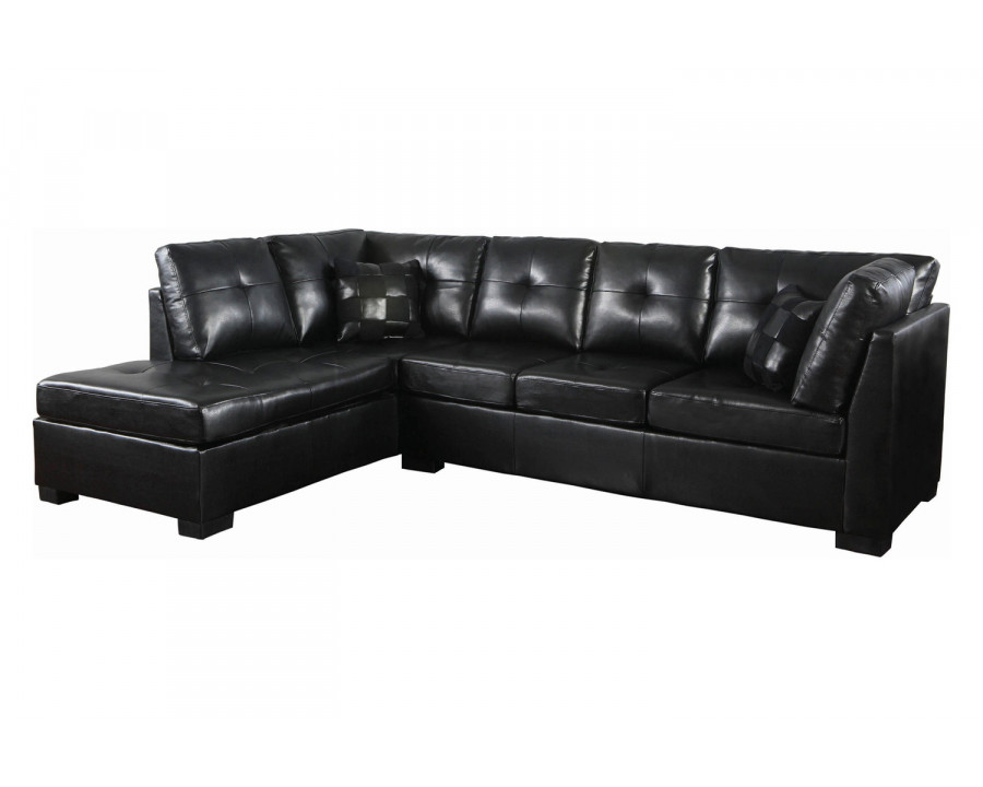 Coaster - Darie Cushion Back Tufted Sectional Sofa in Black