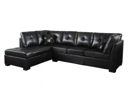 Coaster - Darie Cushion Back Tufted Sectional Sofa in Black