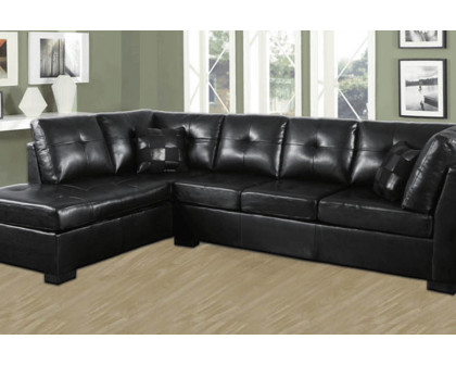 Coaster - Darie Cushion Back Tufted Sectional Sofa in Black