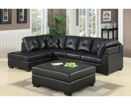 Coaster - Darie Cushion Back Tufted Sectional Sofa in Black