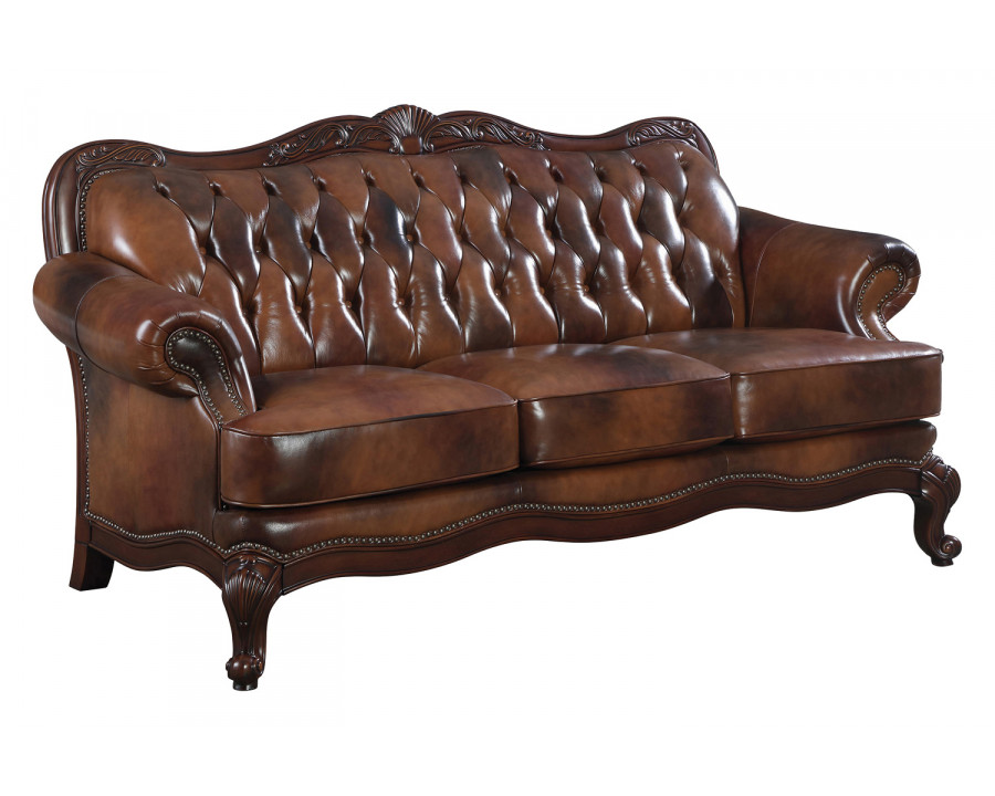 Coaster - Victoria Rolled Arm Sofa in Tri-Tone Brown