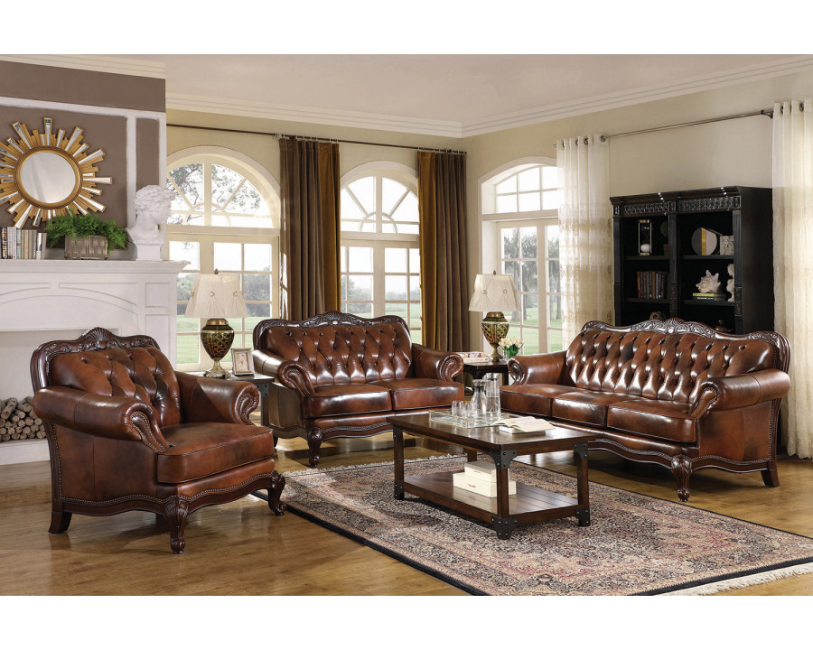 Coaster - Victoria Upholstered Tufted Living Room Set