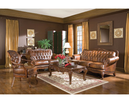 Coaster - Victoria Tufted Back Loveseat in Tri-Tone Brown