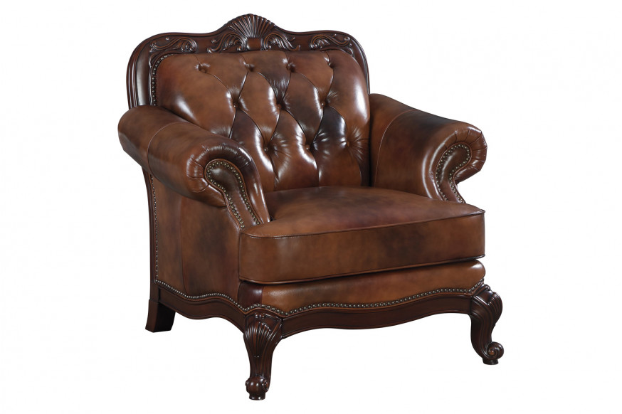 Coaster™ Victoria Rolled Arm Chair - Tri-Tone Brown