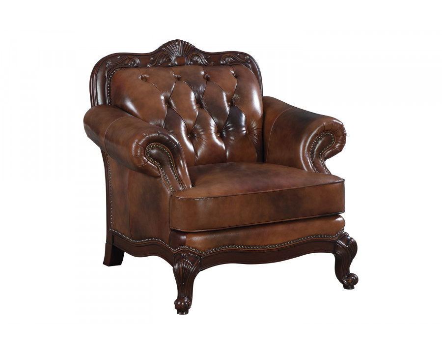 Coaster - Victoria Rolled Arm Chair in Tri-Tone Brown