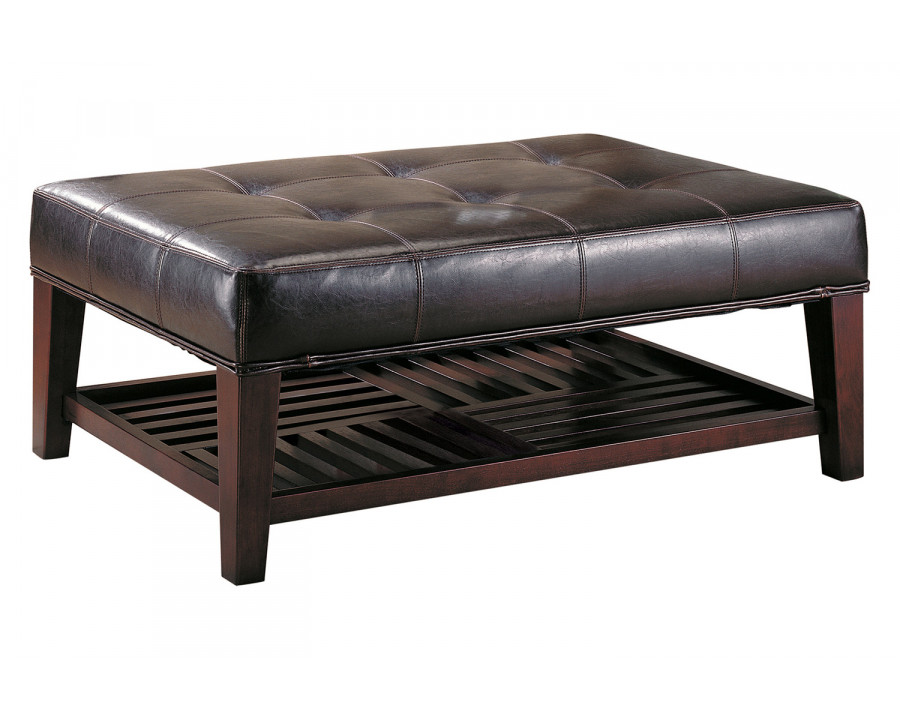 Coaster - Tufted Ottoman With Storage Shelf in Brown