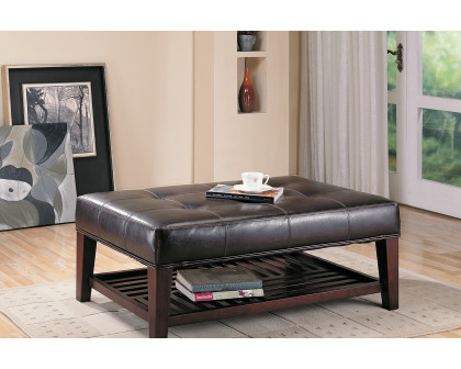 Coaster™ Tufted Ottoman With Storage Shelf - Brown