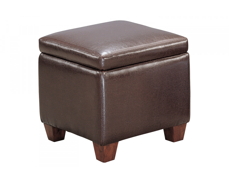 Coaster - Cube Shaped Storage Ottoman in Dark Brown