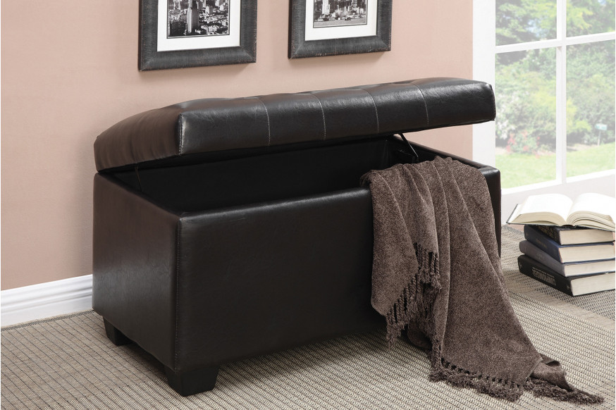 Coaster™ Button-Tufted Storage Ottoman - Dark Brown