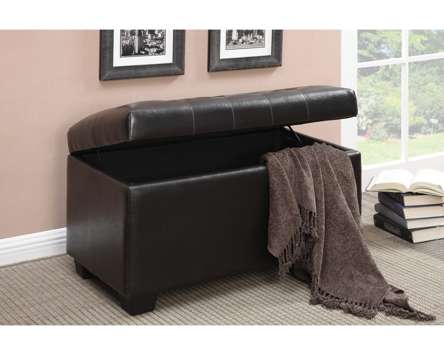 Coaster - Button-Tufted Storage Ottoman in Dark Brown