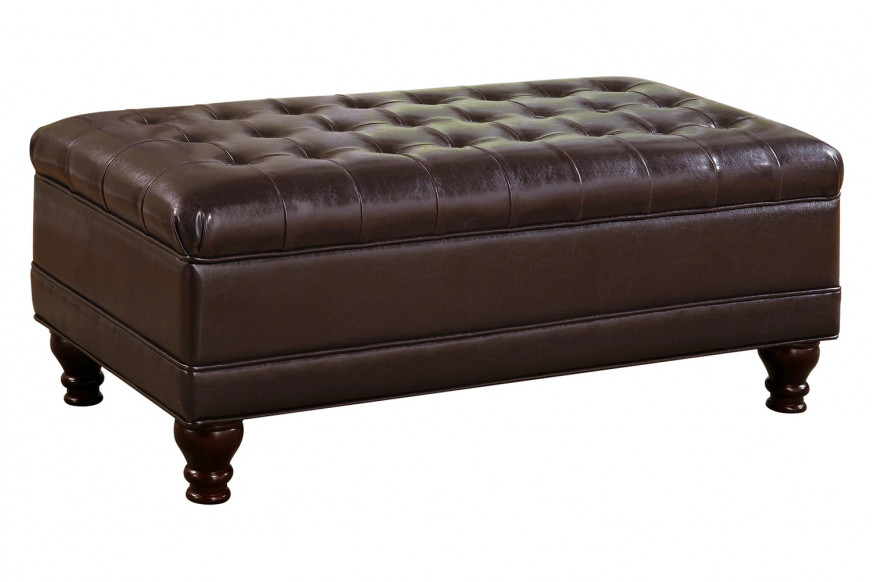 Coaster™ Tufted Storage Ottoman With Turned Legs - Brown