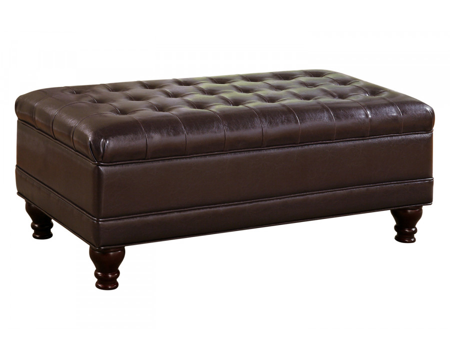 Coaster - Tufted Storage Ottoman With Turned Legs in Brown