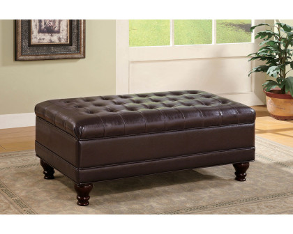 Coaster™ Tufted Storage Ottoman With Turned Legs - Brown