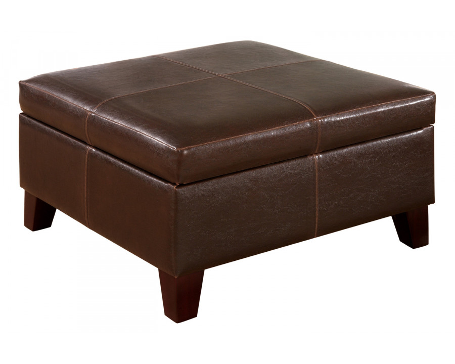 Coaster - Square Storage Ottoman in Dark Brown