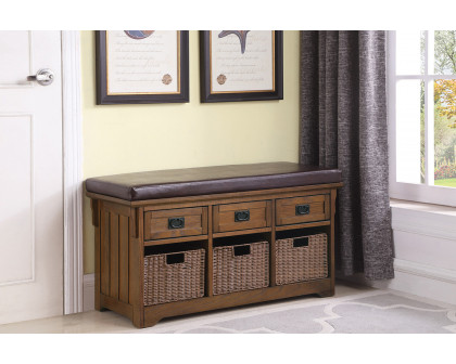 Coaster - 42" 3-Drawer Storage Bench in Brown