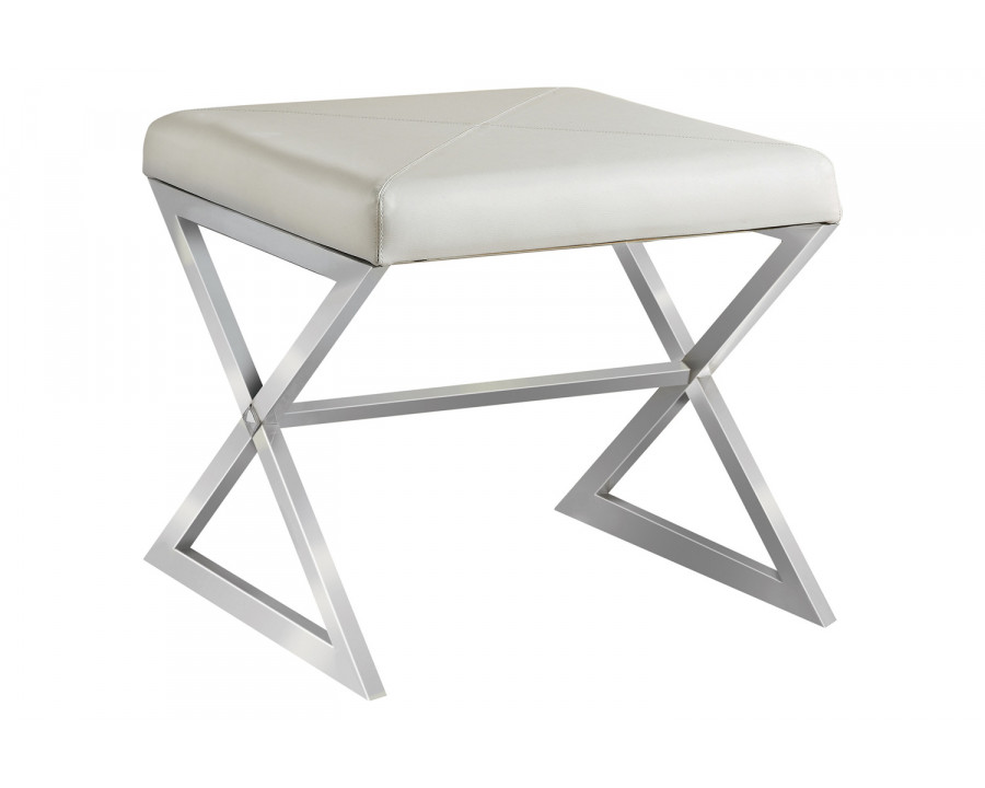 Coaster - X-Cross Square Ottoman in White/Chrome