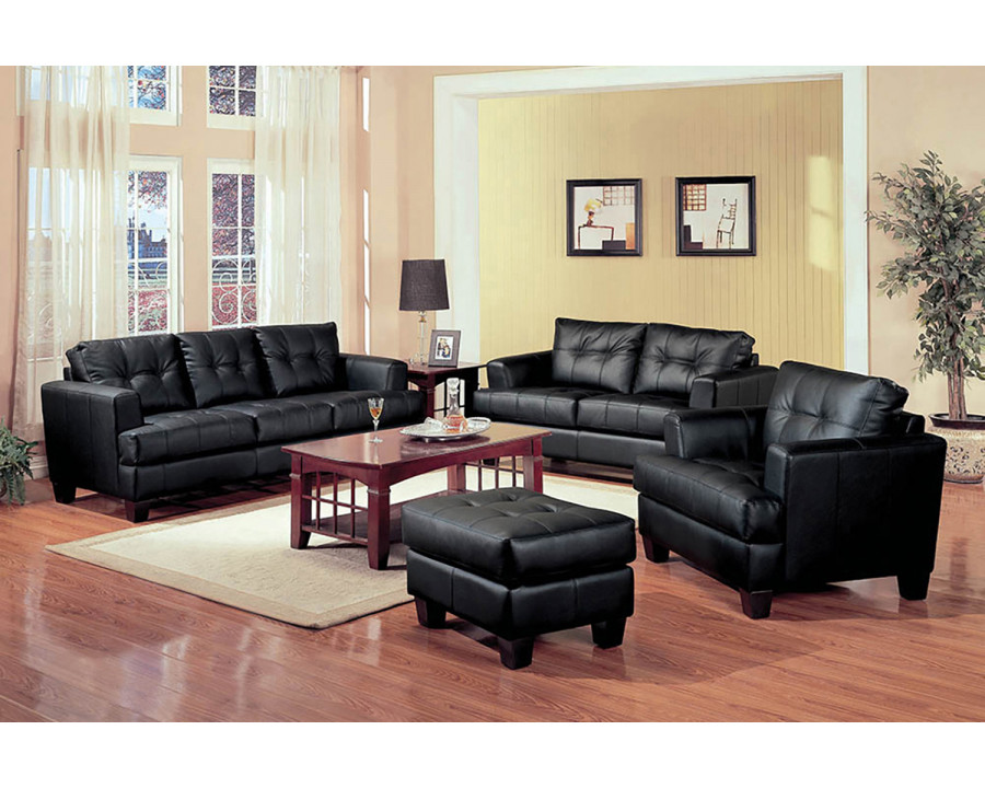 Coaster Samuel Upholstered Tufted Living Room Set - Black