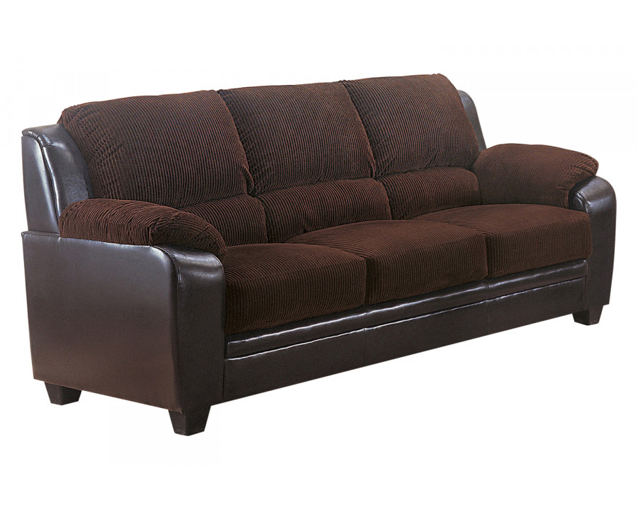 Coaster - Monika Upholstered Stationary Sofa in Chocolate