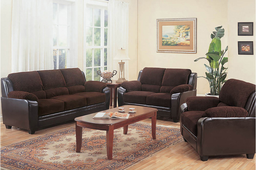 Coaster™ Monika Upholstered Living Room Set with Chair - Brown