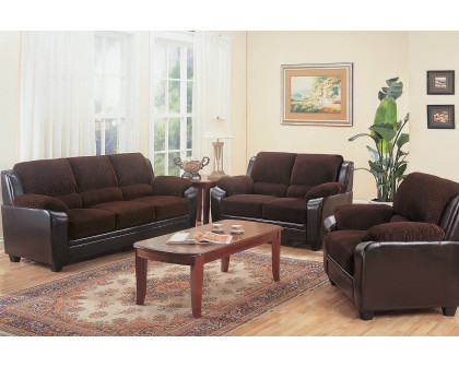 Coaster - Monika Upholstered Stationary Loveseat in Chocolate