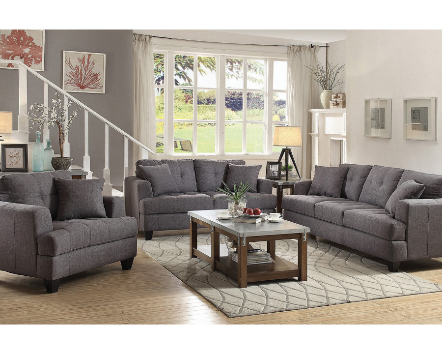 Coaster Samuel Biscuit Back Living Room Set with Chair - Charcoal