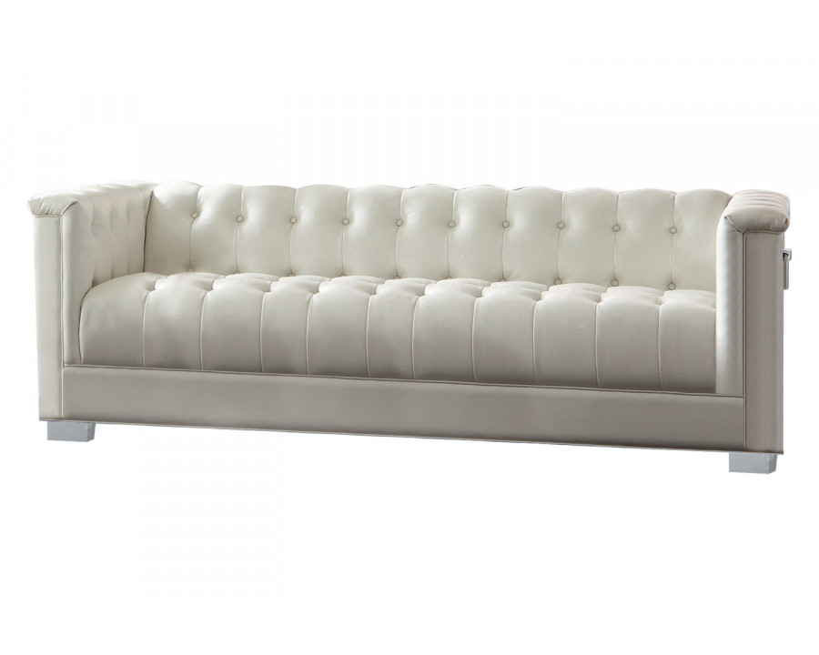 Coaster - Chaviano Tufted Upholstered Sofa in Pearl White