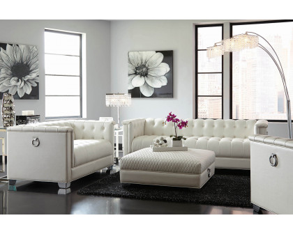 Coaster - Chaviano Tufted Upholstered Sofa in Pearl White