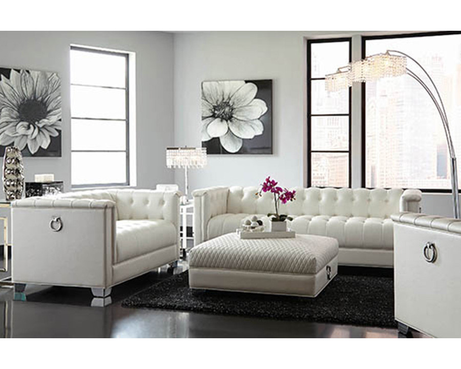 Coaster - Chaviano Tufted Upholstered Loveseat in Pearl White