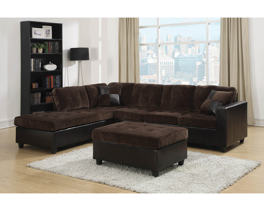 Coaster - Mallory Tufted Upholstered Sectional in Dark Chocolate