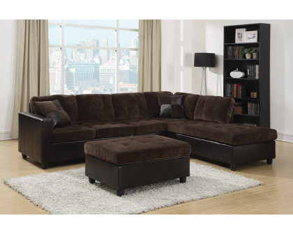 Coaster - Mallory Tufted Upholstered Sectional in Dark Chocolate