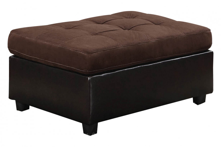 Coaster™ Mallory Rectangular Upholstered Tufted Ottoman - Chocolate/Dark Brown