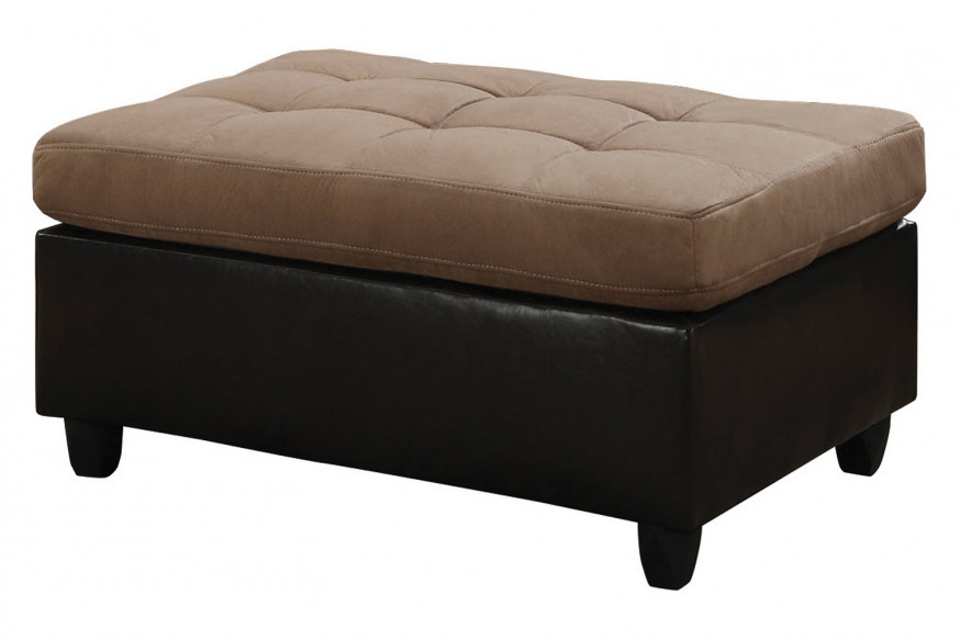 Coaster™ Mallory Rectangular Upholstered Tufted Ottoman - Tan/Dark Brown