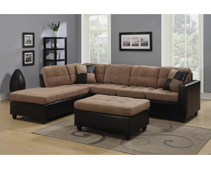 Coaster™ Mallory Rectangular Upholstered Tufted Ottoman - Tan/Dark Brown