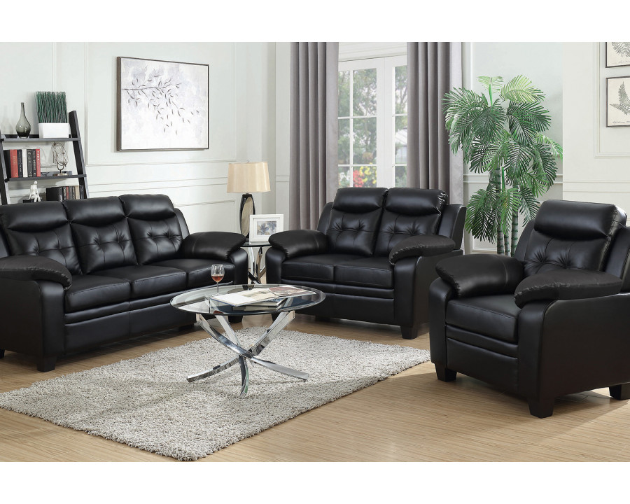 Coaster Finley Upholstered Pillow Top Arm Living Room Set with Chair - Black