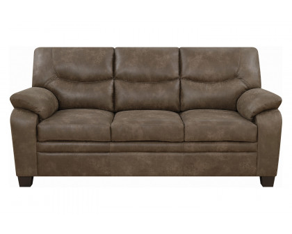 Coaster - Meagan Upholstered Sofa With Pillow Top Arms in Brown