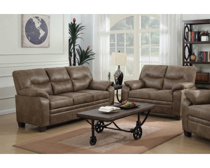 Coaster - Meagan Upholstered Sofa With Pillow Top Arms in Brown