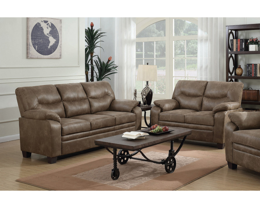 Coaster - Meagan Upholstered Pillow Top Arm Living Room Set