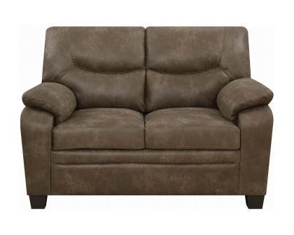 Coaster - Meagan Upholstered Loveseat With Pillow Top Arms in Brown