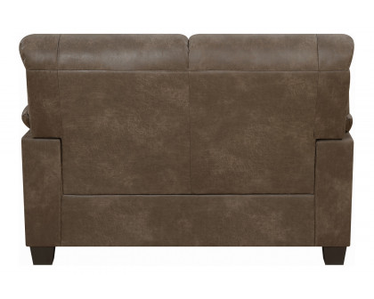 Coaster - Meagan Upholstered Loveseat With Pillow Top Arms in Brown