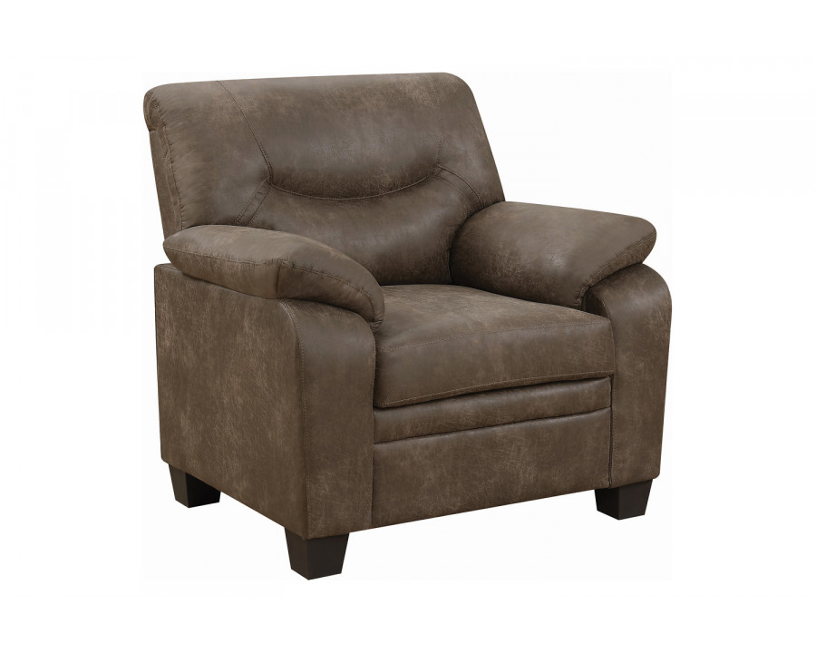 Coaster - Meagan Upholstered Chair With Pillow Top Arms in Brown