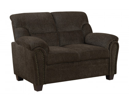 Coaster Clemintine Upholstered Sofa with Nailhead Trim - Brown