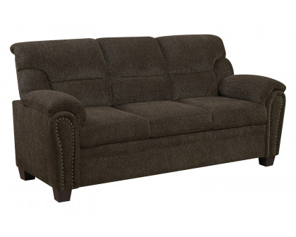 Coaster Clemintine Upholstered Sofa with Nailhead Trim - Brown