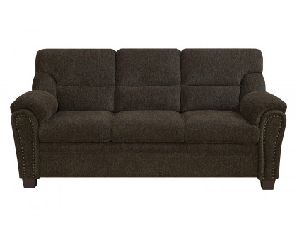 Coaster Clemintine Upholstered Sofa with Nailhead Trim - Brown