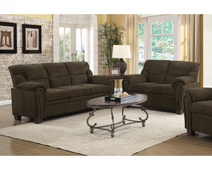 Coaster Clemintine Upholstered Sofa with Nailhead Trim - Brown