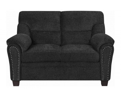 Coaster Clemintine Upholstered Loveseat with Nailhead Trim - Graphite