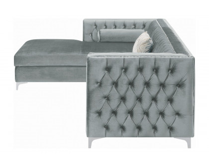 Coaster Bellaire Button-Tufted Upholstered Sectional - Silver